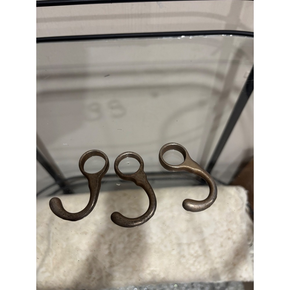 Set of 3 Vintage Industrial Metal Coat Hooks Rustic Finish Wall Hooks
